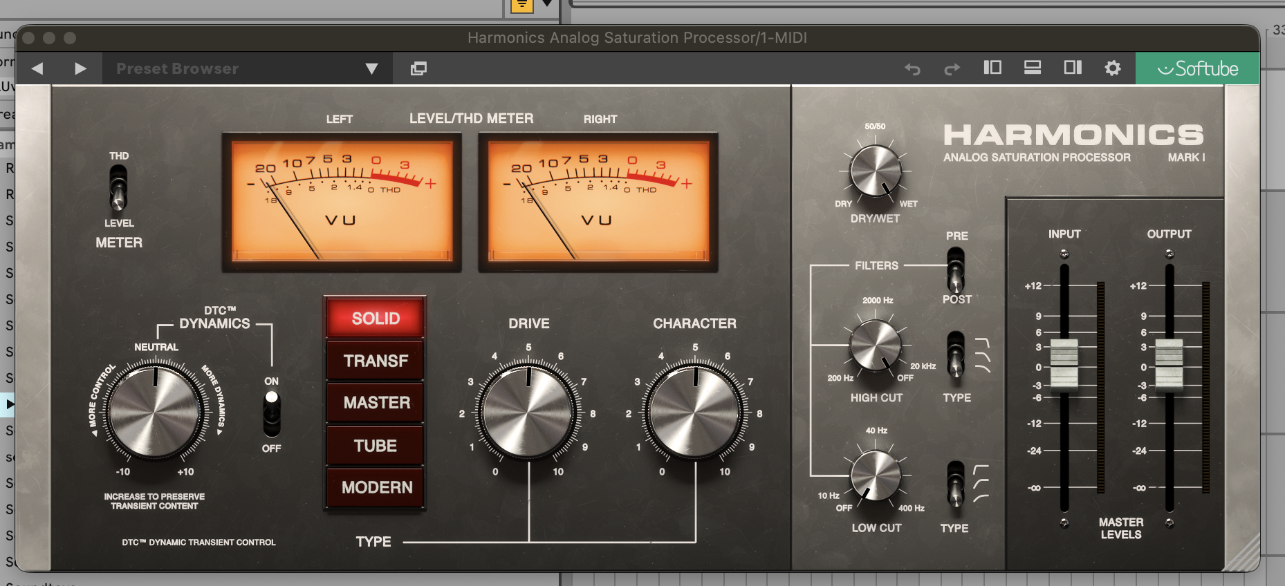 Softube harmonics analog saturation processor
